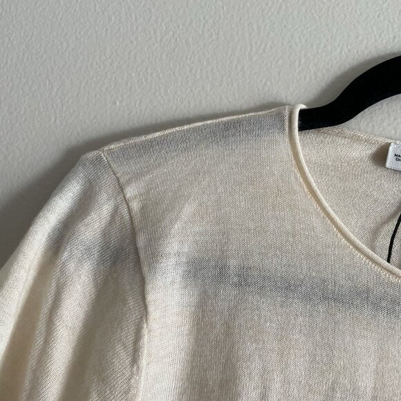 Zara Knit Women M Beige Wool Blend Sheer Lightweight Short Sleeve Sweater NWT - Picture 5 of 11